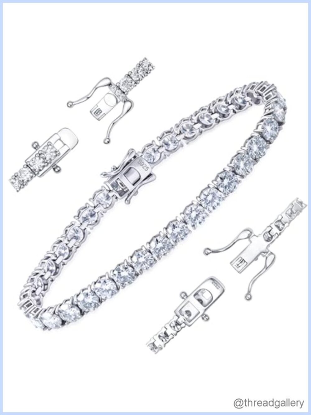 Moissanite Tennis Bracelet S925 Sterling Silver White Gold Plated D Color VVS1